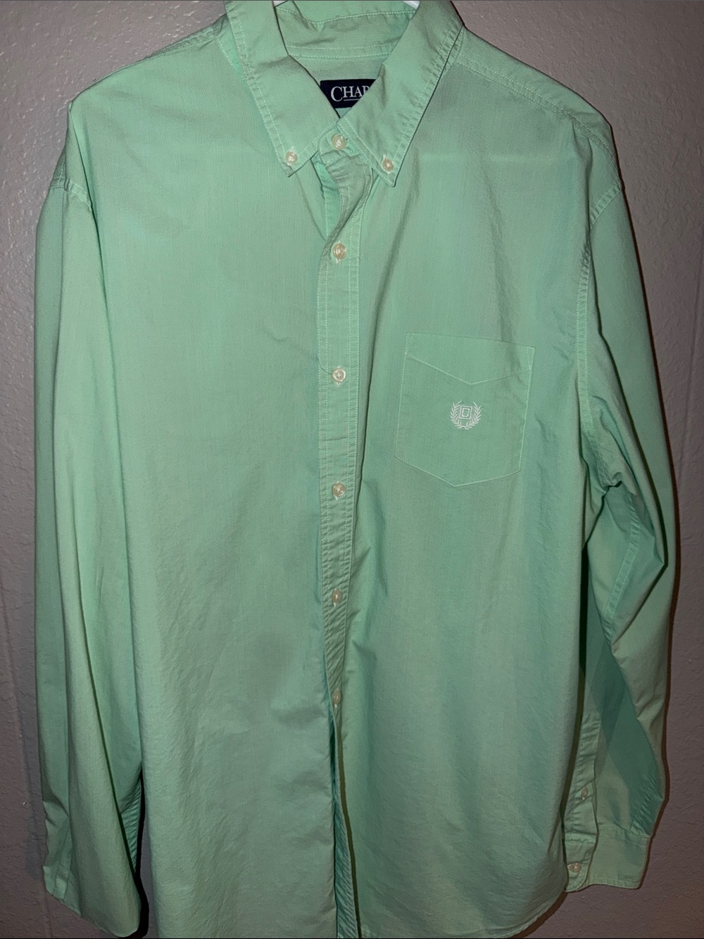Chaps Stretch Easy Care Button Down Shirt Green
